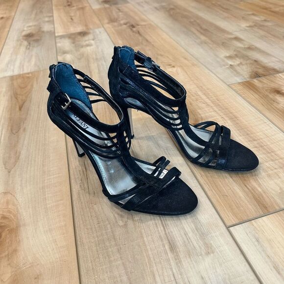 Alfani Women's Heels - Pumps Open Toe Strappy Faux Leather/SuedeBlack Size 9 1/2 - Picture 4 of 13